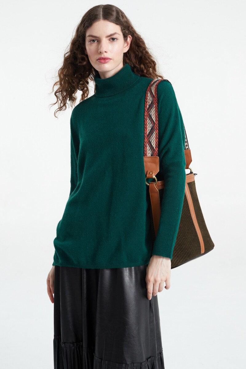 PONCHO LARGE COL ROULE Verde