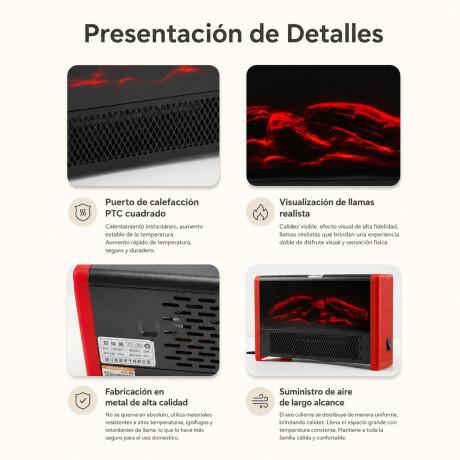 Estufa Eléctrica Calefactor Decorativa Chimenea Leños Luces Negro