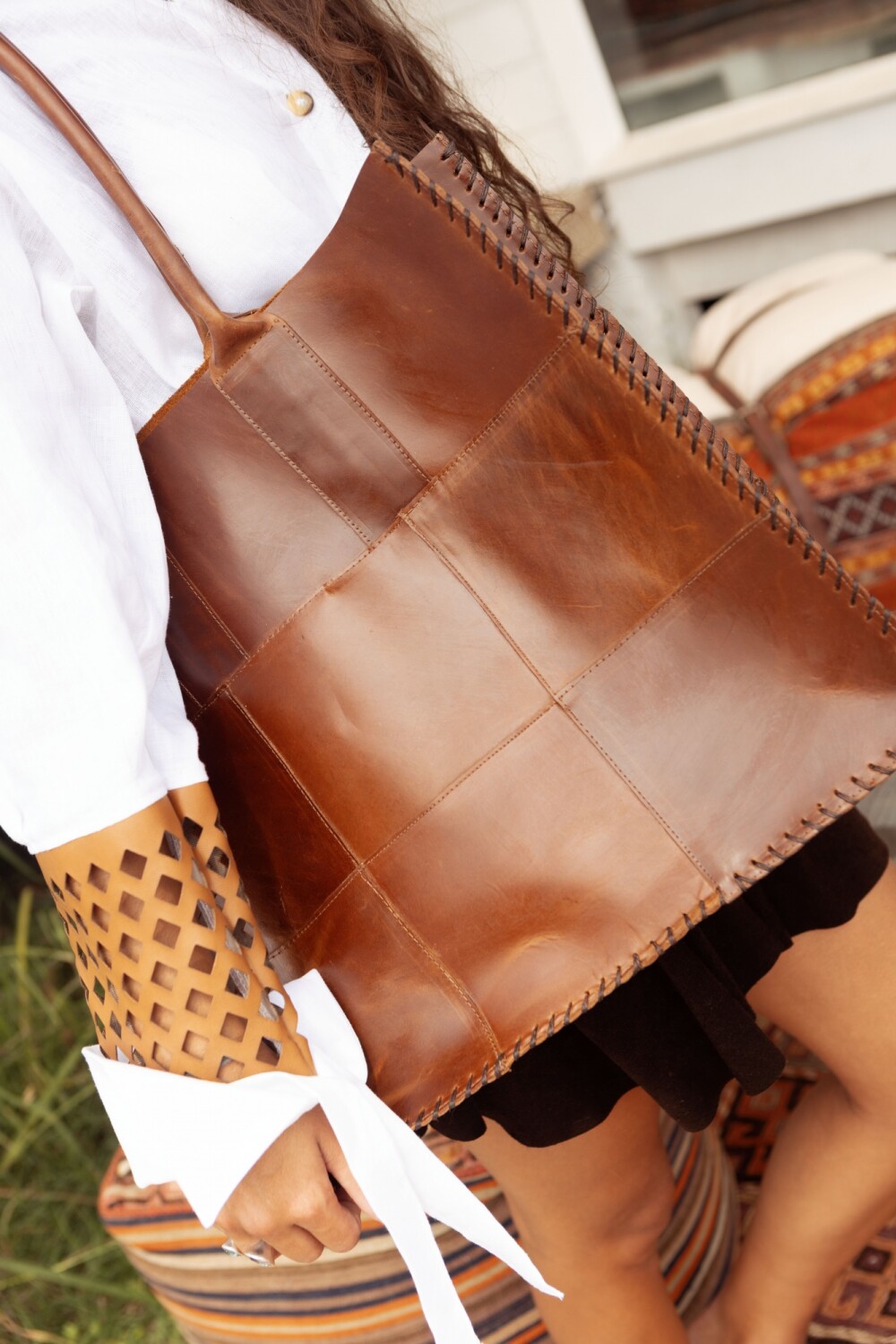 Leather Tote Bag Chocolate