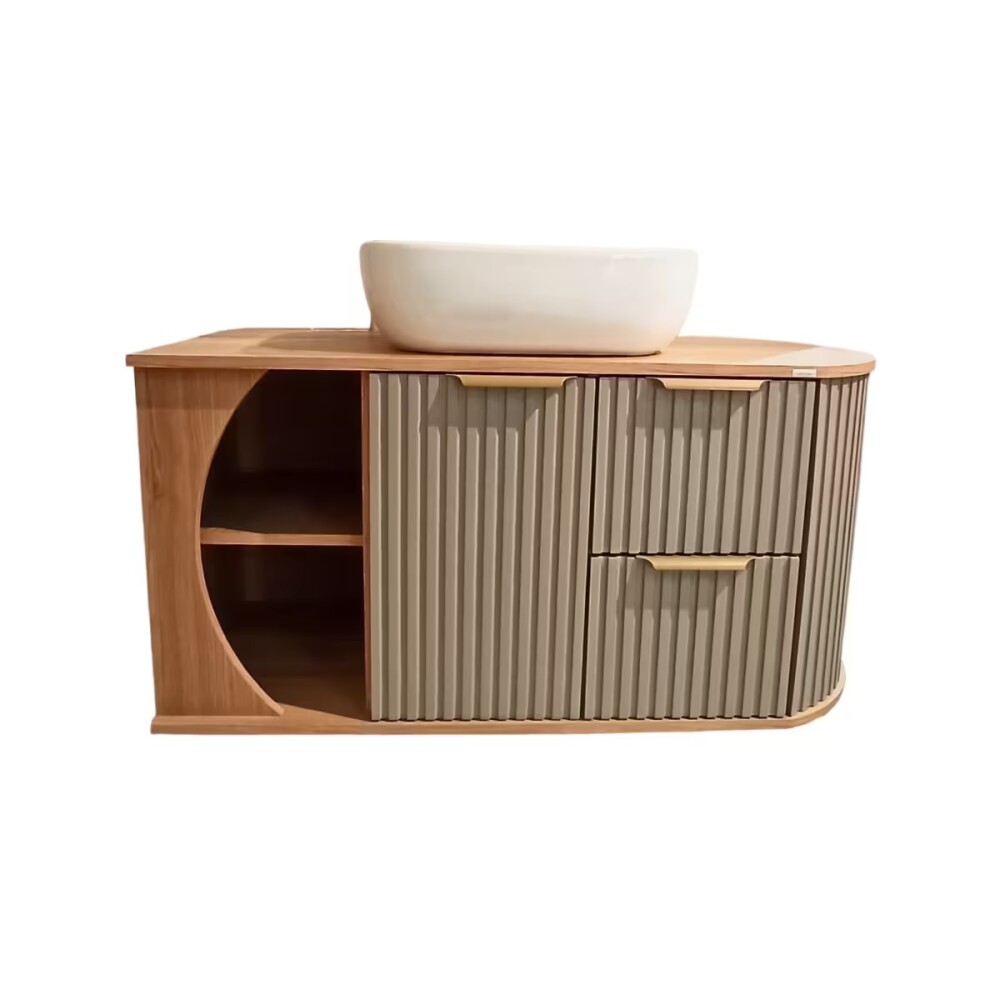 Mueble de baño suspendido Tereza Cristina 100 cm Catedral/Avellana con bacha y botiquin Mueble De Baño Suspendido Tereza Cristina 100 Cm Catedral/avellana Con Bacha Y Botiquin