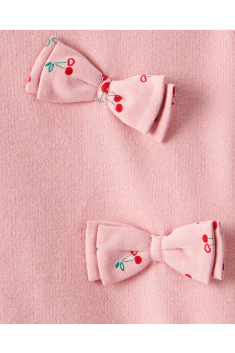 Set dos piezas de algodón, pantalón y buzo, rosado, diseño cerezas. Talles 6-24M Sin color