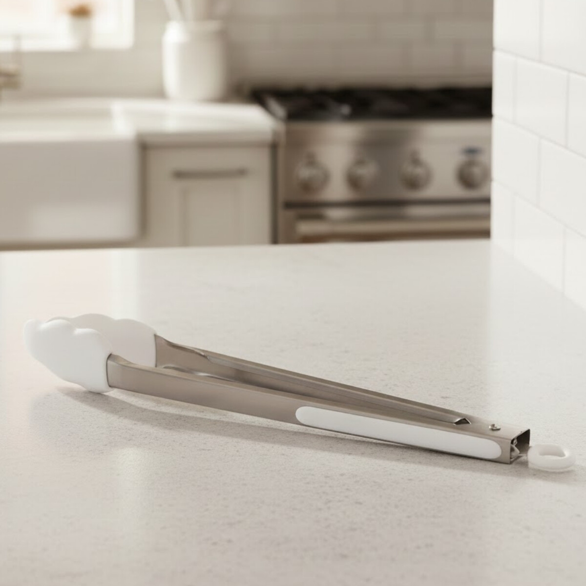 Pinza de metal con silicona acero inox - BLANCO 