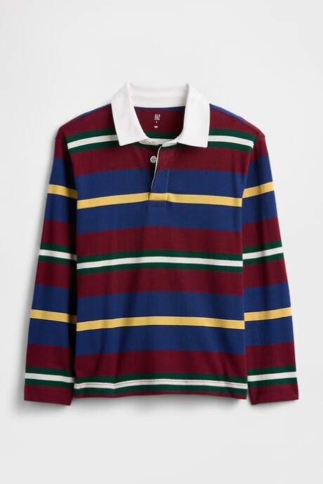 Remera Tipo Polo Rugby Niño Multi Stripe