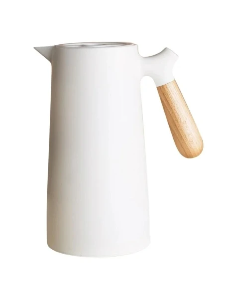 JARRA TERMICA 1L PLASTICO MANGO MADERA BLANCO JARRA TERMICA 1L PLASTICO MANGO MADERA BLANCO