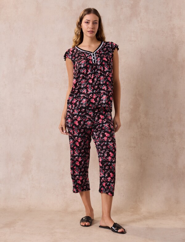Pijama C/capri MULTI/NEGRO