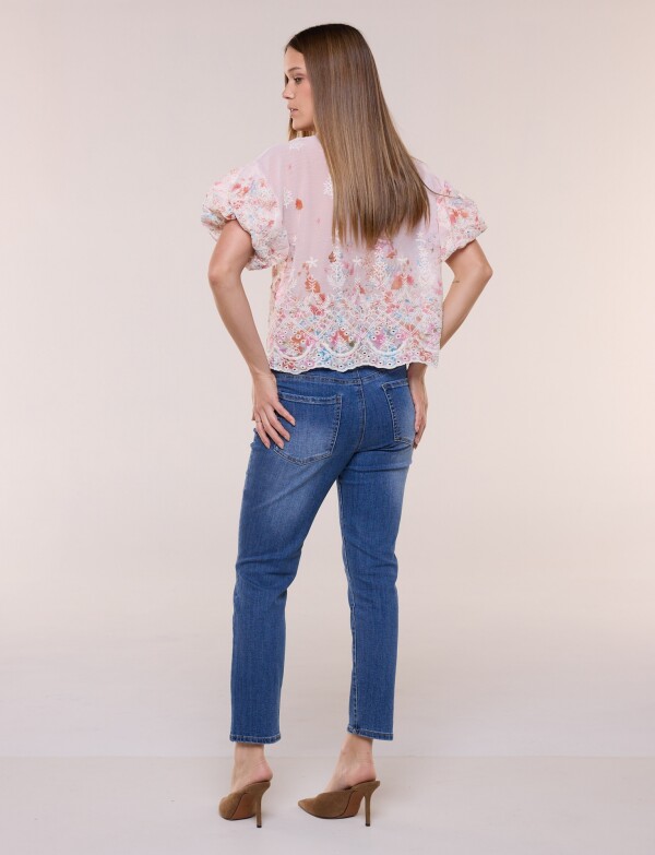 Camisa Boho Bordada ROSA/MULTI