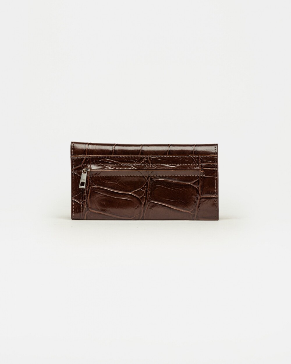 Billetera Darla en cuero grabado big croco Marron
