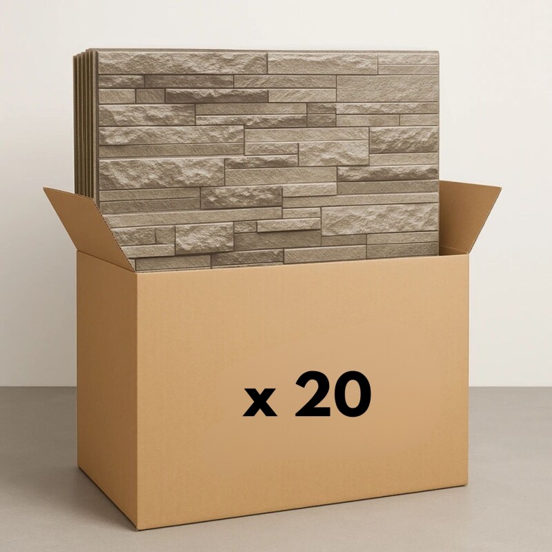 20 Placas Revestimiento Pared Autoadhesiva 70x77cm Promo X20 Piedra Oscura
