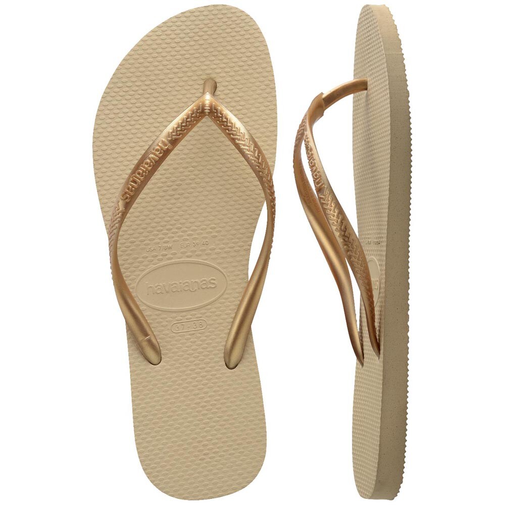 Sandalias Havaianas Slim Mujer Gris Arena/Dorado Claro