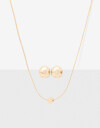 Bijouterie Set Metal Set De Aros Pasantes Y Collar Con Dije - Dorado