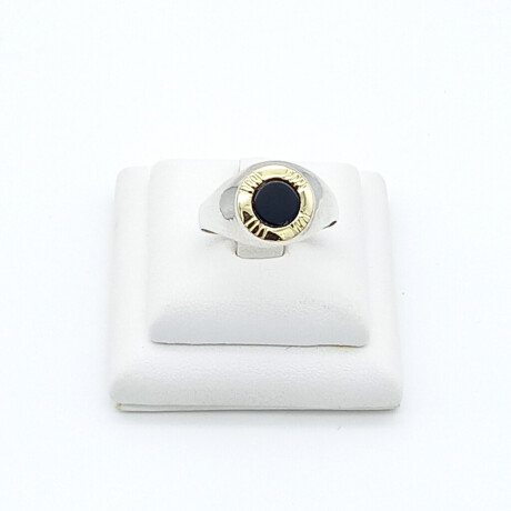 Anillo de plata 925 y double en oro 18 ktes Onix