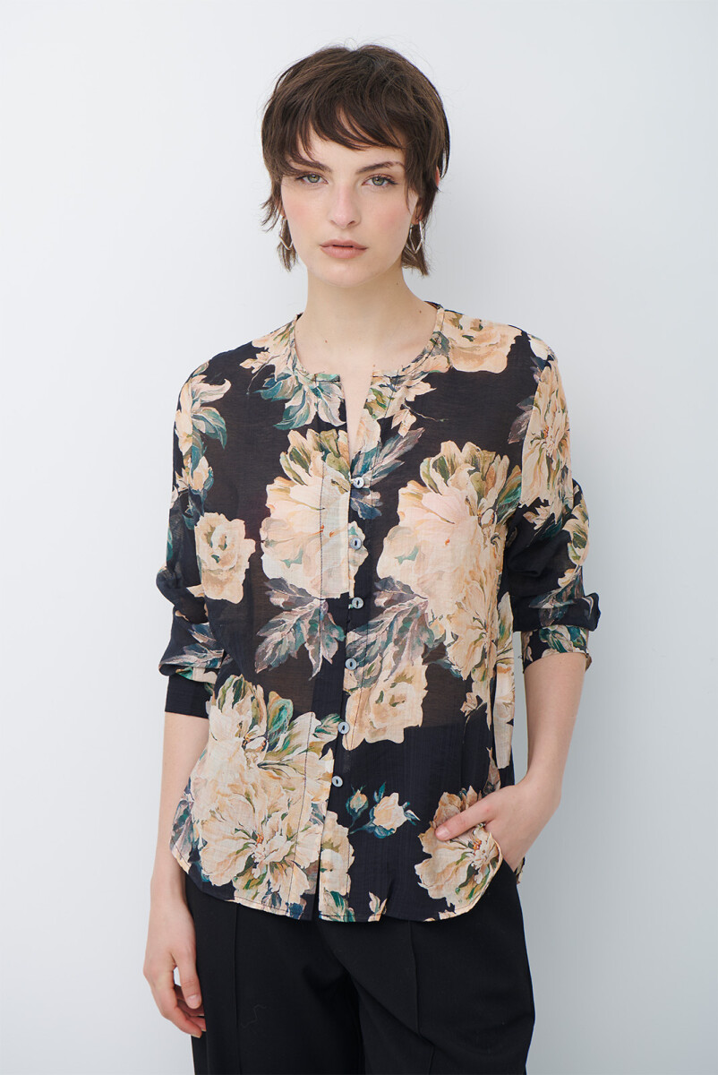 CAMISA JULIE FLOR - NEGRO 