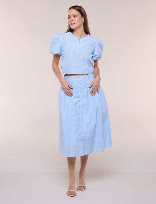 Falda Amplia Midi CELESTE