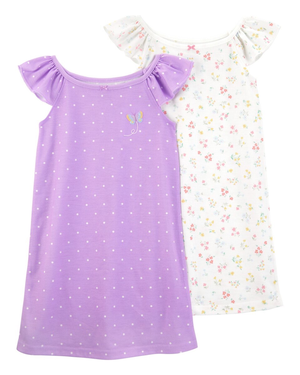 Pack dos camisones de jersey, diseño mariposas 