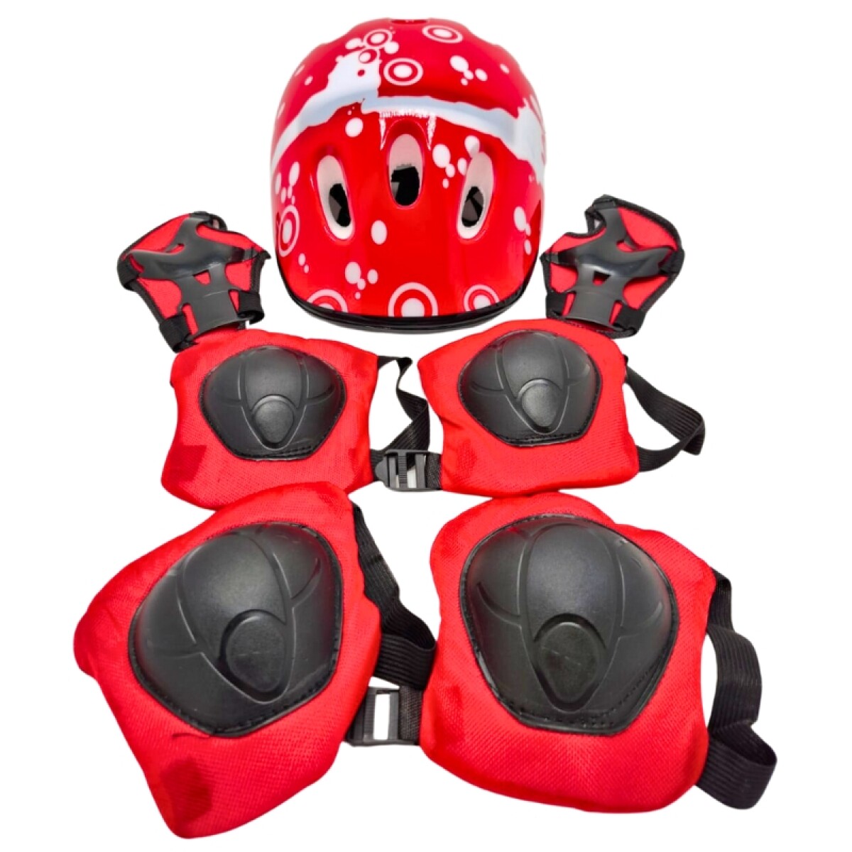 Set Casco, Rodillera y Coderas - Rojo 