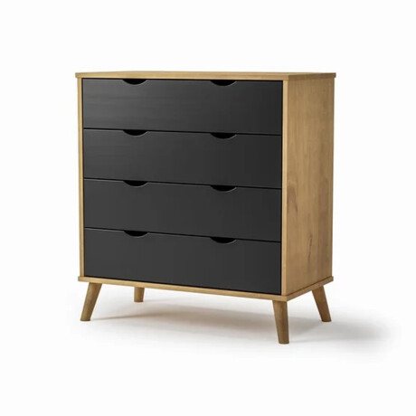 Cómoda Cajonera en madera maciza con patas - 4 cajones MADERA - PRETO