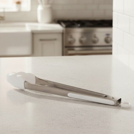 Pinza de metal con silicona acero inox BLANCO