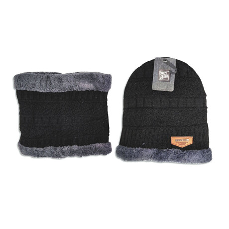 Set Cuellera forrada + Gorro para adulto Color negro