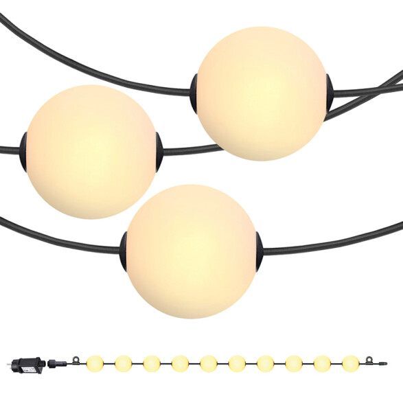 Guirnalda IP67 7,5m c/10 esferas LED cálidas 800Lm IX3800