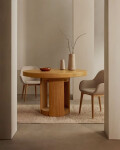 Mesa extensible redonda Artis de madera maciza y chapa de roble FSC 100% 120 (170) x 80 cm Mesa extensible redonda Artis de madera maciza y chapa de roble FSC 100% 120 (170) x 80 cm