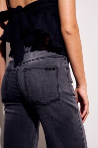 Jean Flared Wide Leg Denim Gris