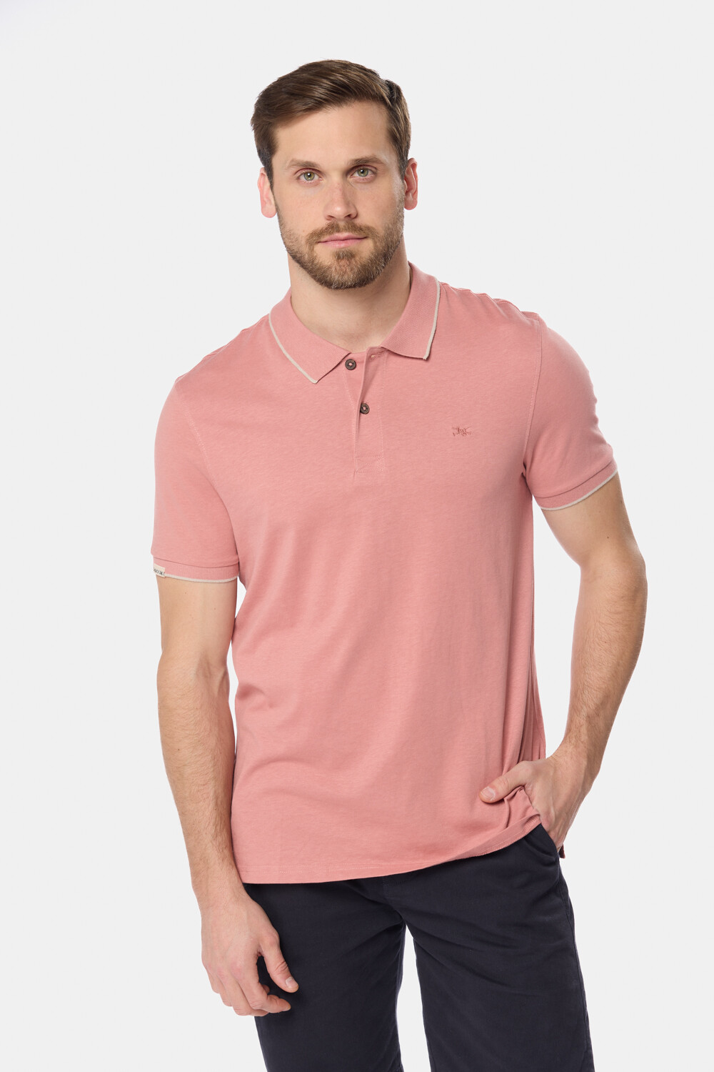 REMERA POLO JERSEY RAYADA Coral
