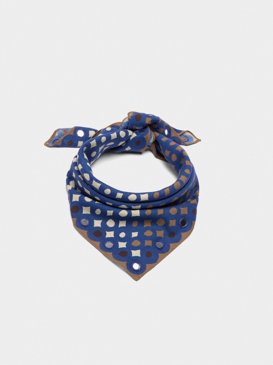 Pañuelo Cuadrado Estampado De Algodón azul