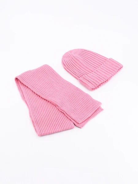 GORRO Y BUFANDA ROSADO