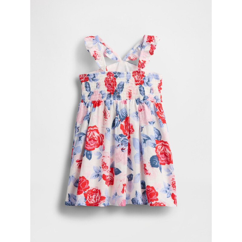 SL LINEN FLTR HALTER DRS SP SU25 RED BLUE ROSES