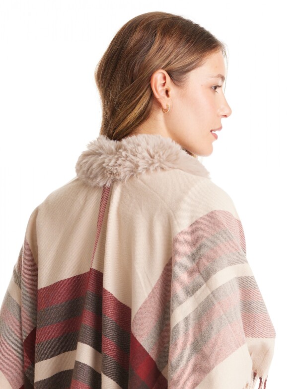 Ruana Faux Fur MULTI/BEIGE