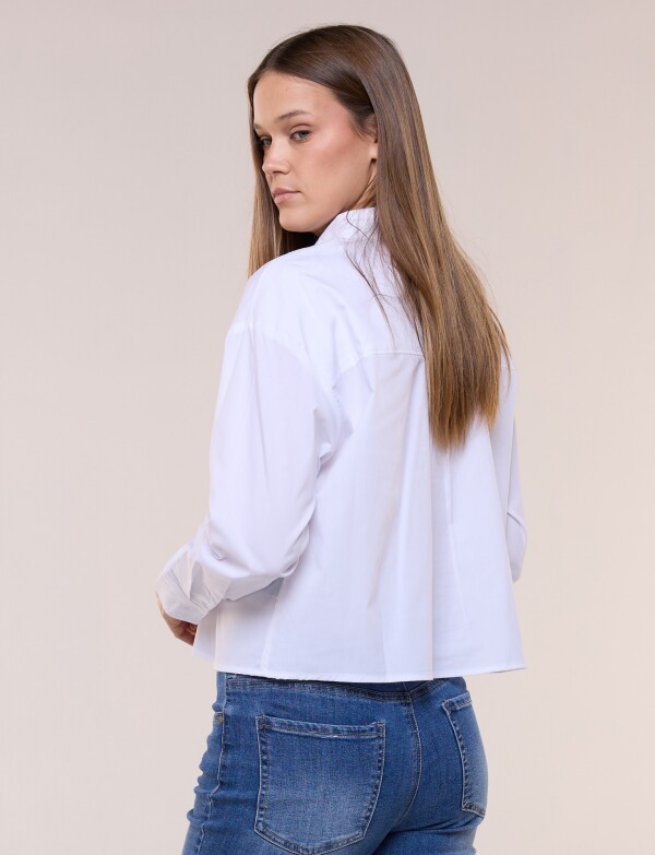 Camisa Crop Algodon BLANCO