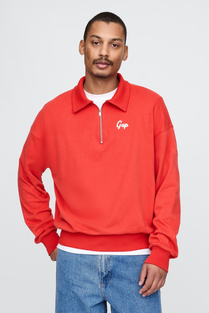 Buzo Tipo Polo Medio Cierre Logo Gap Hombre Tomato Sauce
