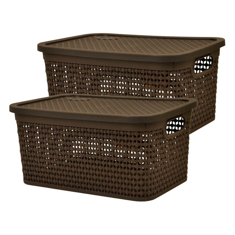 Set x2 Caja simil ratán 4 lts CHOCOLATE