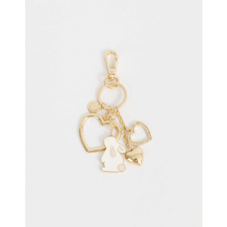 Llavero Y Charm De Corazones Dorado