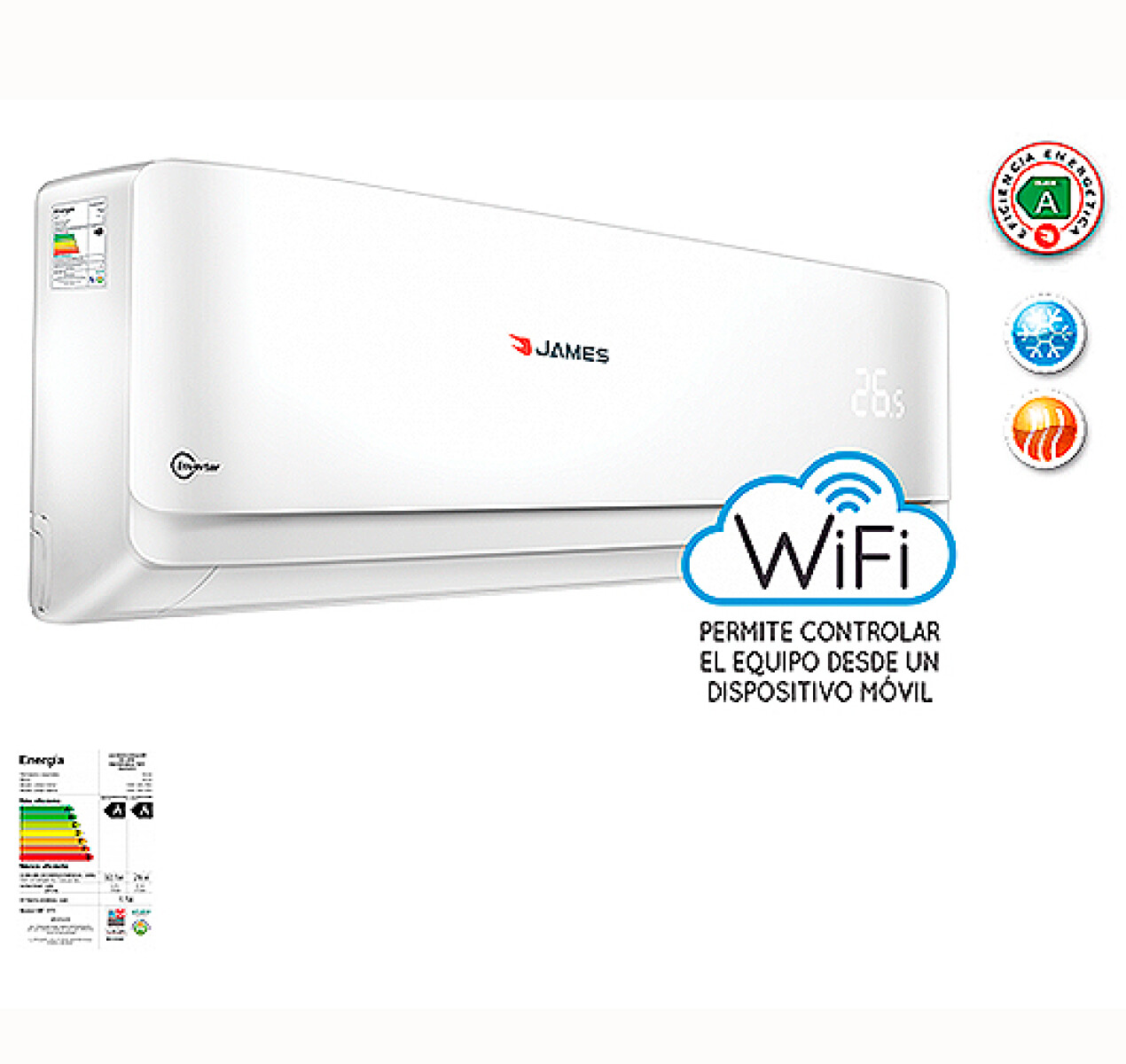 AIRE ACOND. JAMES INVERTER AAM-18 INF-INV 18000 BTU Smart ¨A - Sin color 