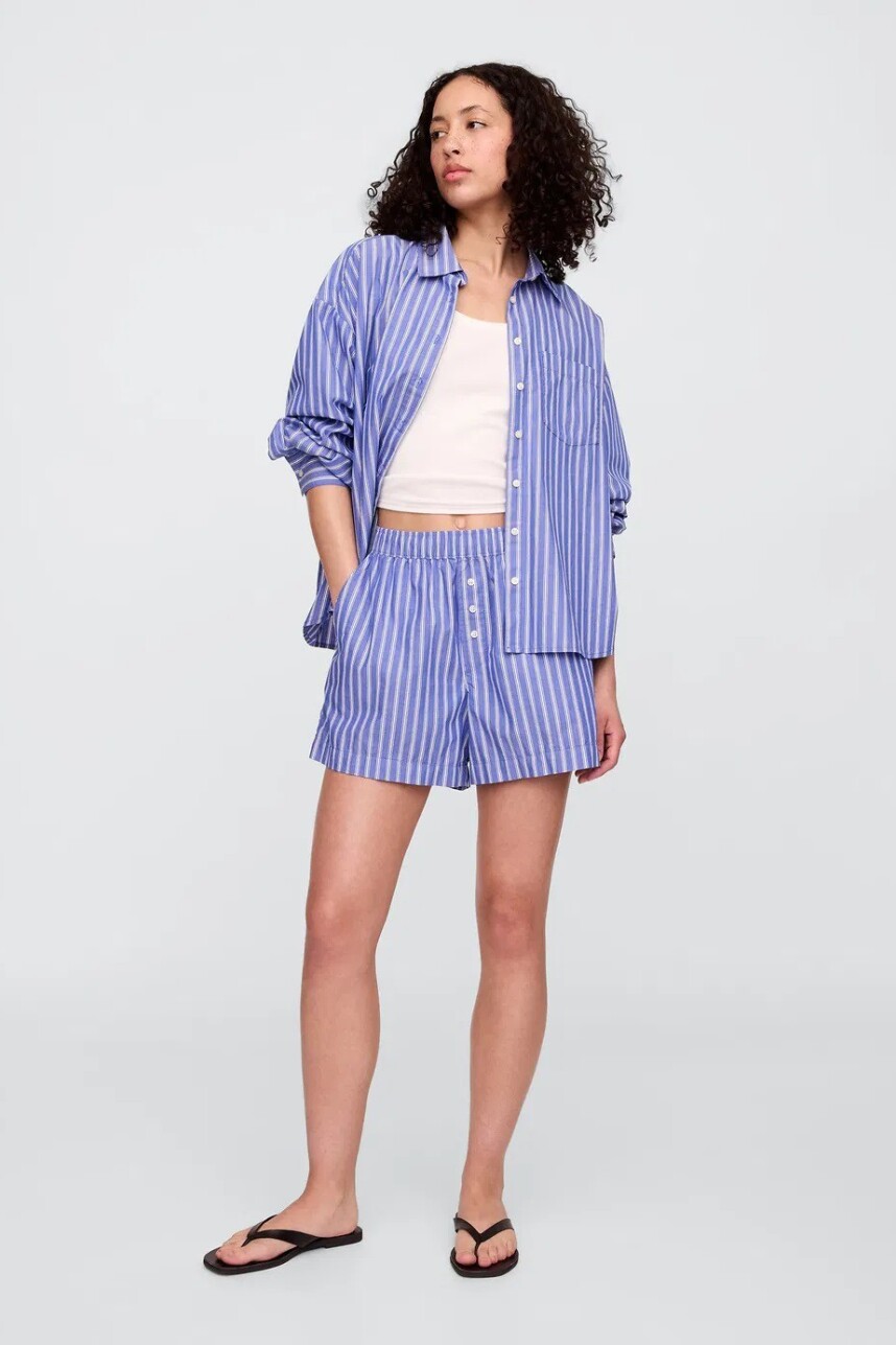 Short A Rayas Mujer Blue White Stripe