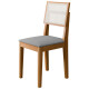 Silla Safira Tapizada con Respaldo Anatómico y Patas de Madera Maciza color NEBLINA