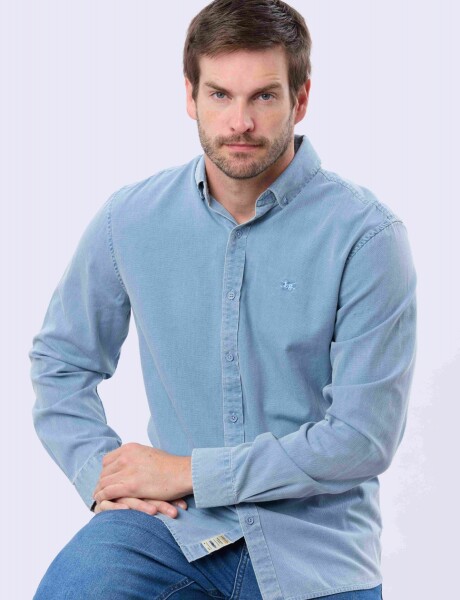 CAMISA LISA LAVADA Celeste