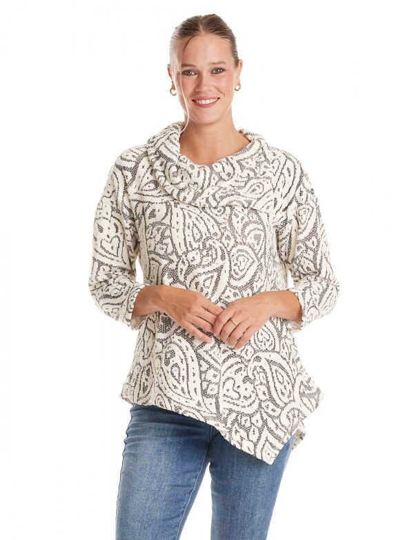 Buzo Labrado Flores CRUDO/MULTI