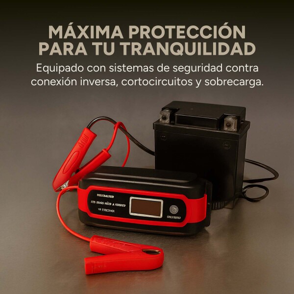 Cargador Bateria Inteligente Auto Moto Lancha Premium 14.6V® Color Rojo
