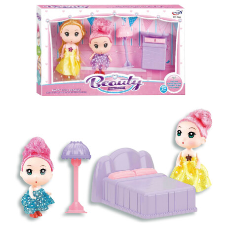 Muñeca Happy Little princess con cama en caja Muñeca Happy Little princess con cama en caja