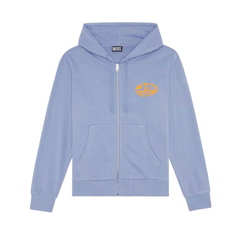 Poleron Diesel S-Ginn-Hood-Zip Hombre Light Blue