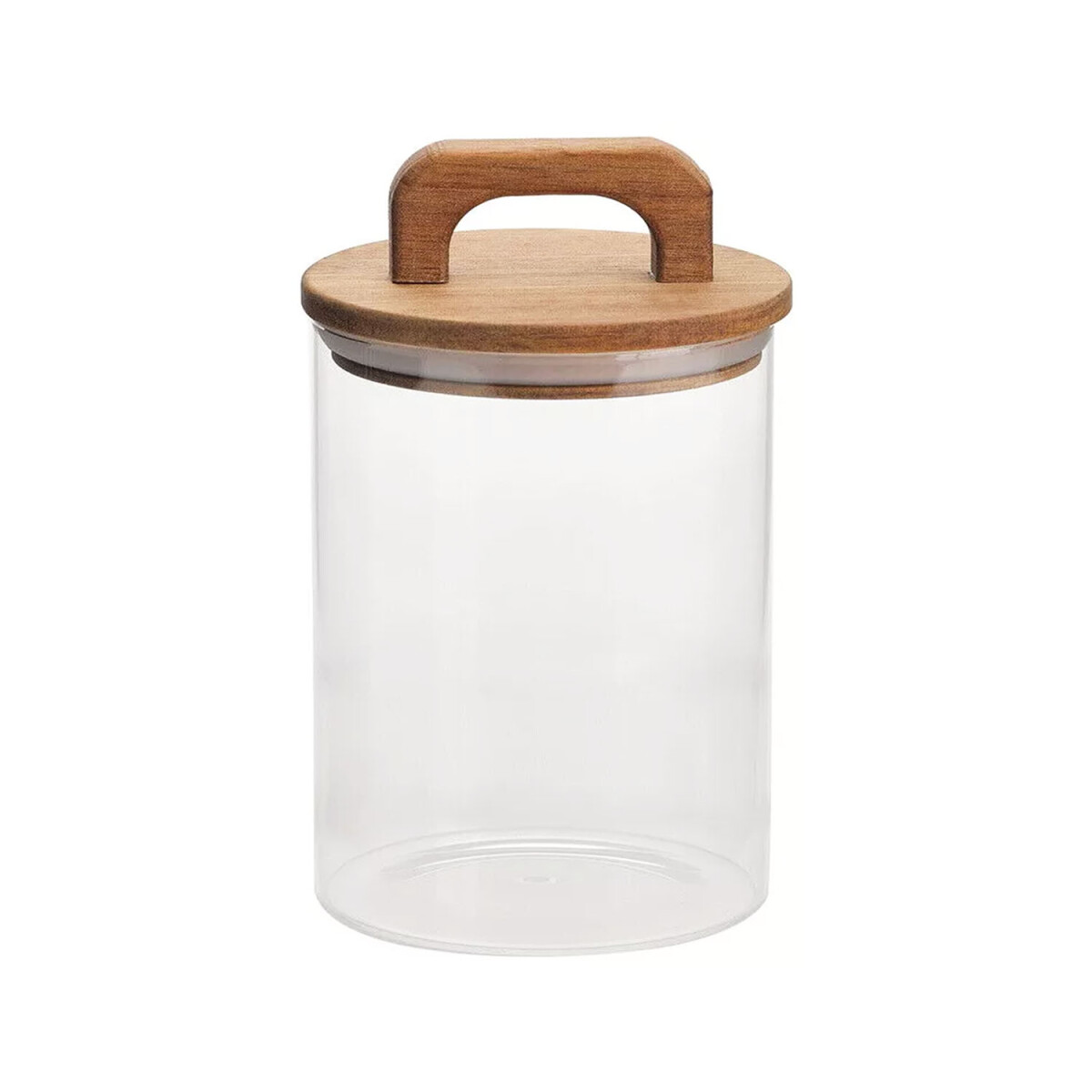 Frasco Tarro Recipiente en Vidrio y Tapa Madera c/ Asa 950Ml - Transparente 
