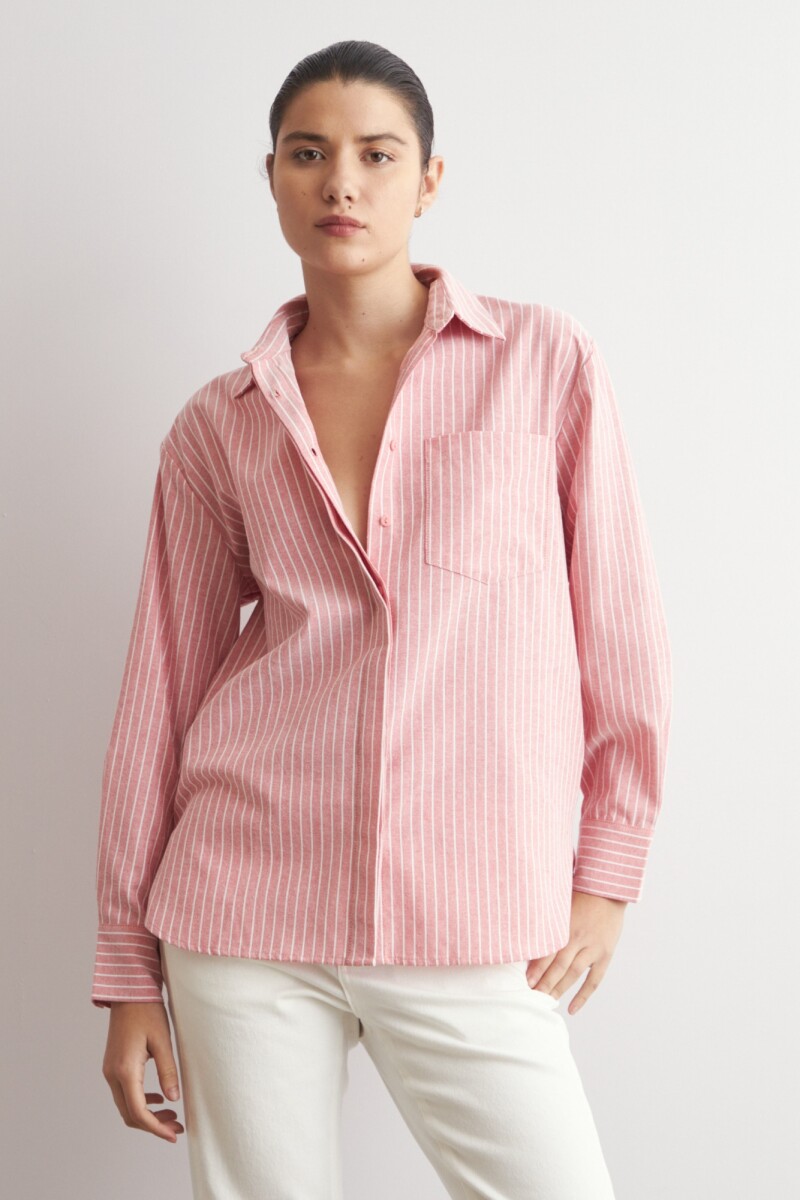 Camisa rayada oversized rojo melange