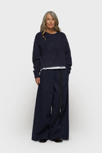 wide pants twill Azul