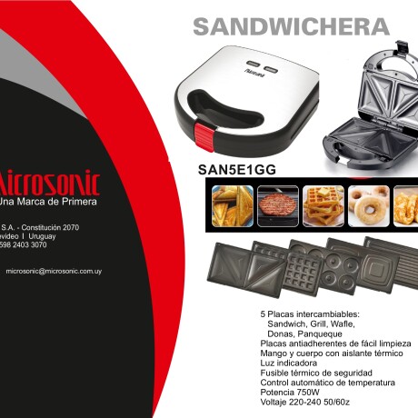 Sandwichera con 5 placas intercambiables Sandwichera con 5 placas intercambiables