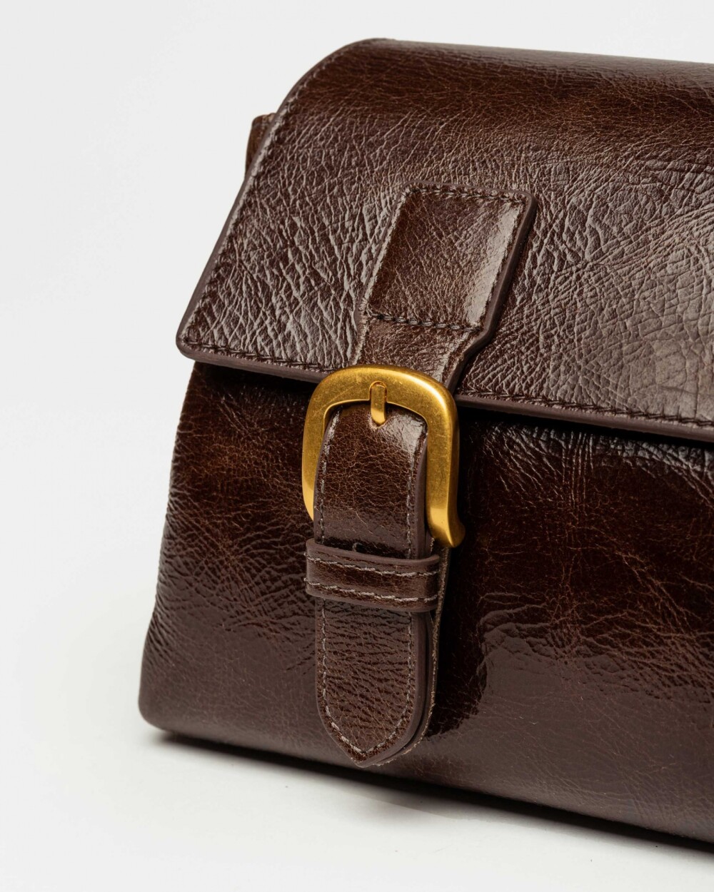 Bandolera Elise en cuero arrugado Marron