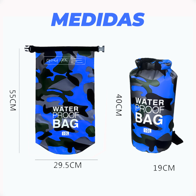 Bolsa Estanco Camuflado de 10 Litros Azul