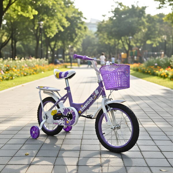 Bicicleta infantil Shengdi Rodado 14 Canasto Parrilla Hadas Violeta 1