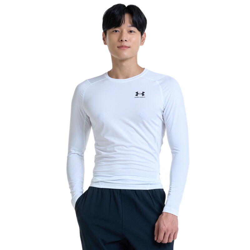 UA HG Armour Comp LS-WHT WHT-100
